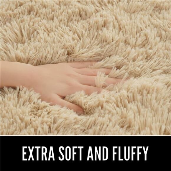 Fluffy Beige Bedroom Rug 2.6 x5.3 Feet,haggy Area Rugs for Bedroom Bedside Girls - Picture 5 of 8